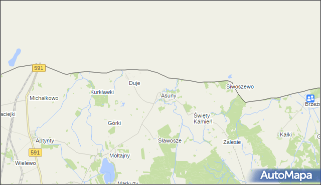 mapa Asuny, Asuny na mapie Targeo