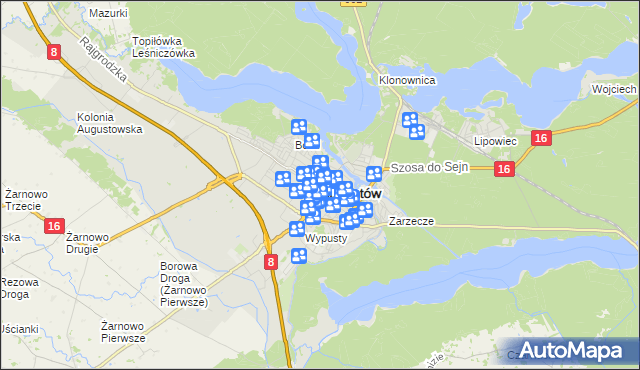 mapa Augustów, Augustów na mapie Targeo
