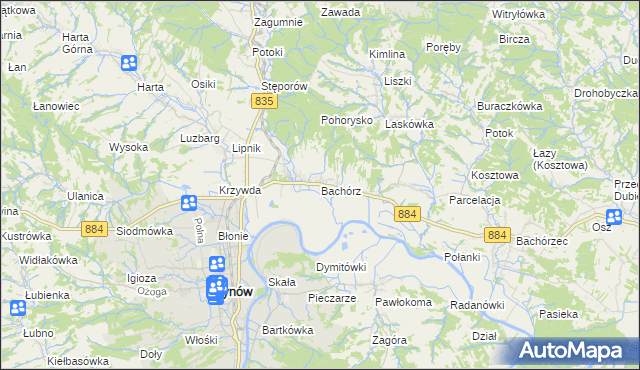 mapa Bachórz gmina Dynów, Bachórz gmina Dynów na mapie Targeo