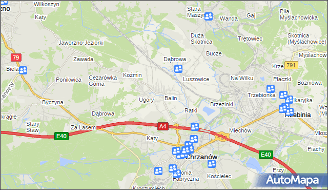 mapa Balin gmina Chrzanów, Balin gmina Chrzanów na mapie Targeo