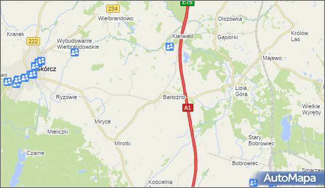 mapa Barłożno, Barłożno na mapie Targeo