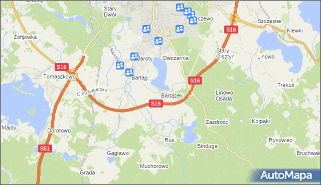 mapa Bartążek, Bartążek na mapie Targeo