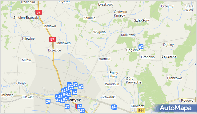 mapa Bartniki gmina Przasnysz, Bartniki gmina Przasnysz na mapie Targeo