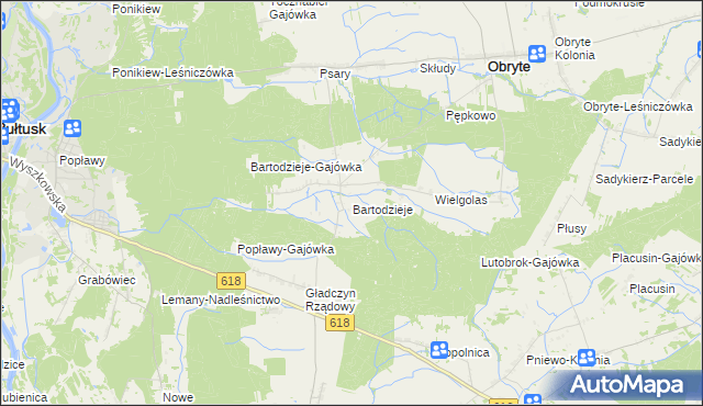 mapa Bartodzieje gmina Obryte, Bartodzieje gmina Obryte na mapie Targeo