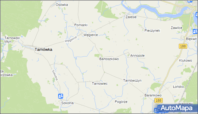 mapa Bartoszkowo, Bartoszkowo na mapie Targeo