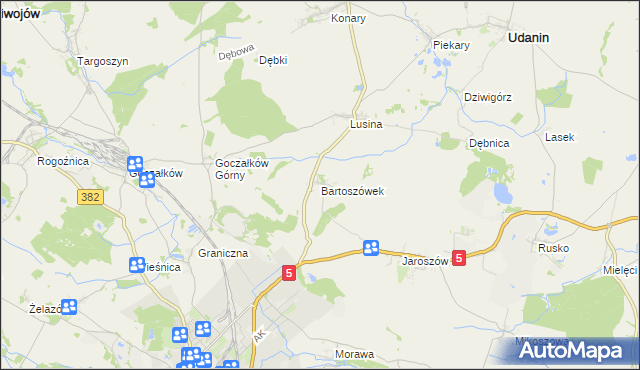 mapa Bartoszówek, Bartoszówek na mapie Targeo