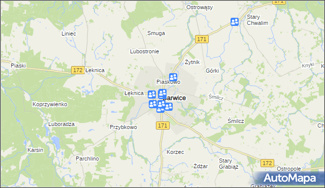 mapa Barwice, Barwice na mapie Targeo