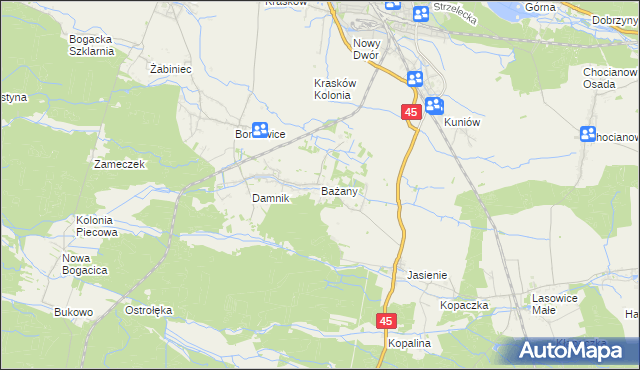 mapa Bażany, Bażany na mapie Targeo