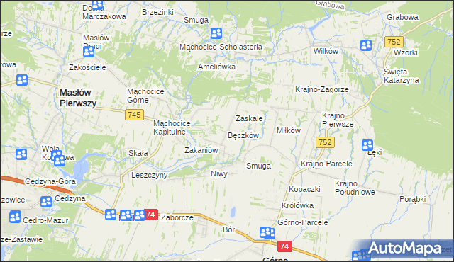 mapa Bęczków, Bęczków na mapie Targeo