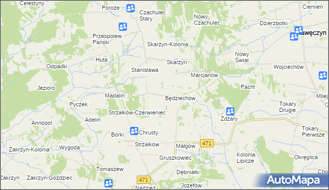 mapa Będziechów, Będziechów na mapie Targeo