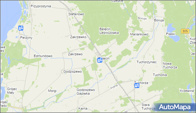 mapa Belęcin, Belęcin na mapie Targeo