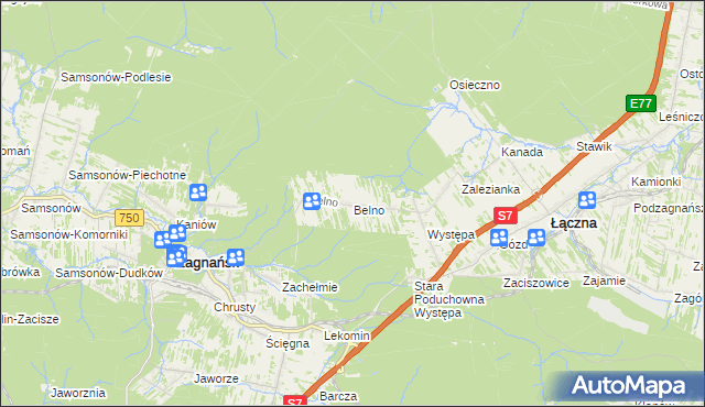 mapa Belno gmina Zagnańsk, Belno gmina Zagnańsk na mapie Targeo