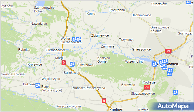 mapa Beszyce Górne, Beszyce Górne na mapie Targeo