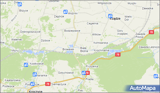 mapa Biała Błotna, Biała Błotna na mapie Targeo