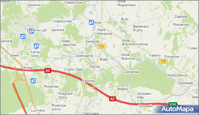 mapa Biała gmina Zgierz, Biała gmina Zgierz na mapie Targeo