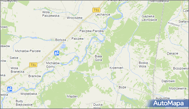 mapa Biała Góra gmina Stromiec, Biała Góra gmina Stromiec na mapie Targeo