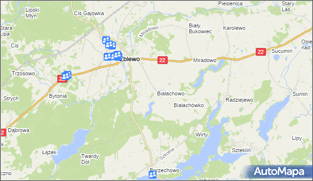 mapa Białachowo, Białachowo na mapie Targeo