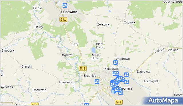 mapa Białe Błoto gmina Żuromin, Białe Błoto gmina Żuromin na mapie Targeo