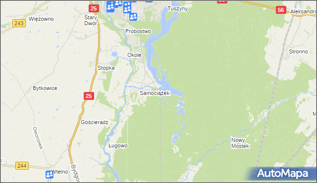 mapa Białe gmina Koronowo, Białe gmina Koronowo na mapie Targeo