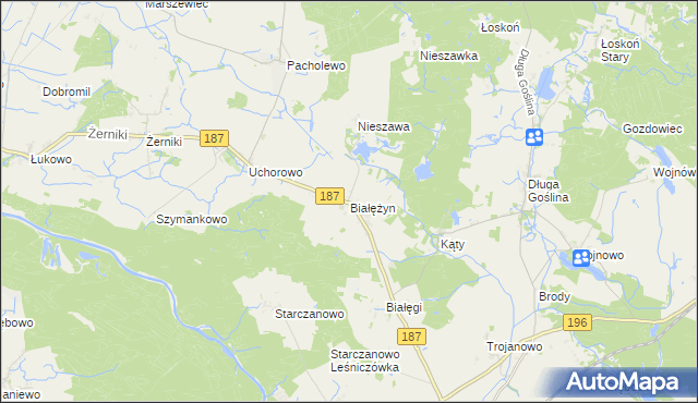 mapa Białężyn gmina Murowana Goślina, Białężyn gmina Murowana Goślina na mapie Targeo
