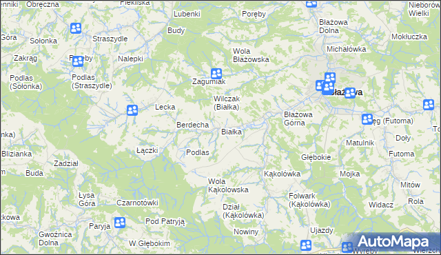 mapa Białka gmina Błażowa, Białka gmina Błażowa na mapie Targeo