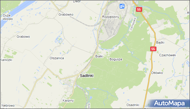 mapa Białki gmina Sadlinki, Białki gmina Sadlinki na mapie Targeo