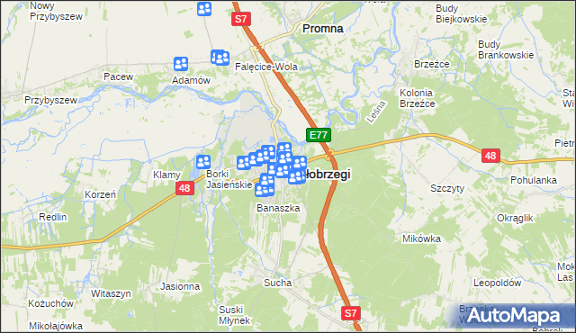 mapa Białobrzegi, Białobrzegi na mapie Targeo