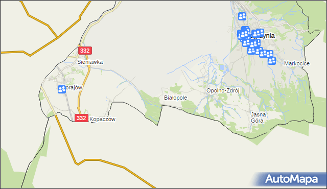 mapa Białopole gmina Bogatynia, Białopole gmina Bogatynia na mapie Targeo