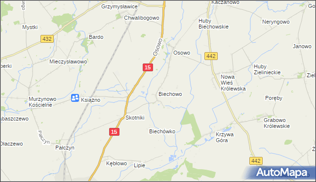 mapa Biechowo gmina Miłosław, Biechowo gmina Miłosław na mapie Targeo