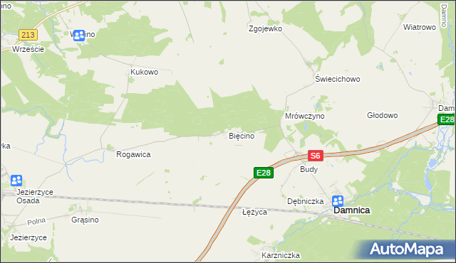 mapa Bięcino, Bięcino na mapie Targeo