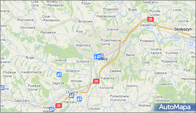 mapa Biecz powiat gorlicki, Biecz powiat gorlicki na mapie Targeo