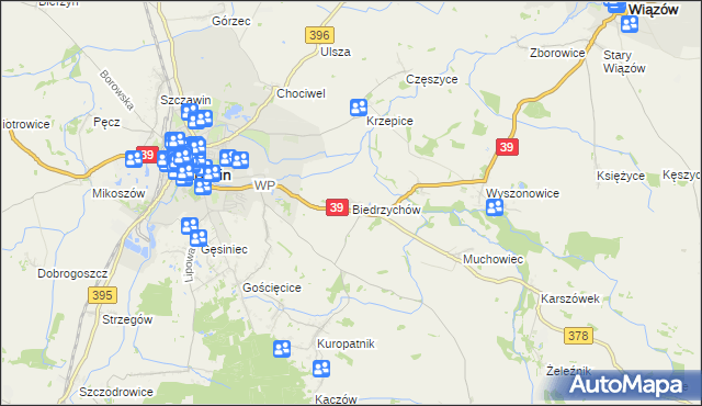 mapa Biedrzychów gmina Strzelin, Biedrzychów gmina Strzelin na mapie Targeo