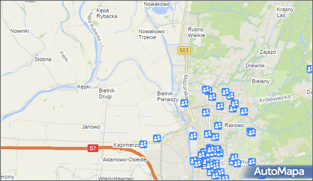 mapa Bielnik Pierwszy, Bielnik Pierwszy na mapie Targeo