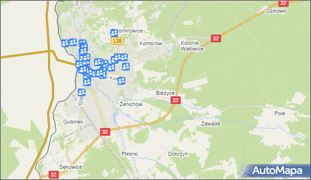 mapa Bieżyce, Bieżyce na mapie Targeo