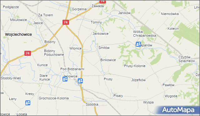 mapa Binkowice, Binkowice na mapie Targeo