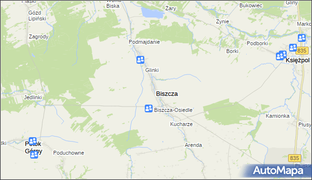 mapa Biszcza, Biszcza na mapie Targeo