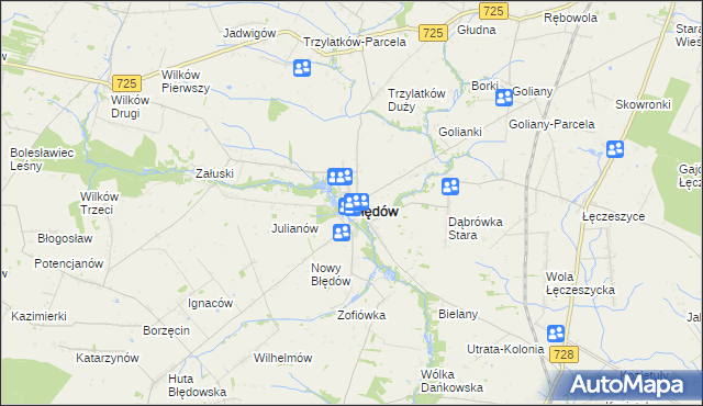 mapa Błędów powiat grójecki, Błędów powiat grójecki na mapie Targeo