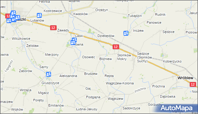 mapa Bliźniew, Bliźniew na mapie Targeo