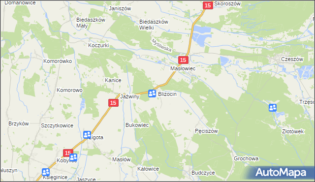 mapa Blizocin gmina Trzebnica, Blizocin gmina Trzebnica na mapie Targeo