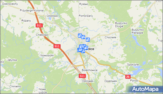 mapa Bobolice powiat koszaliński, Bobolice powiat koszaliński na mapie Targeo