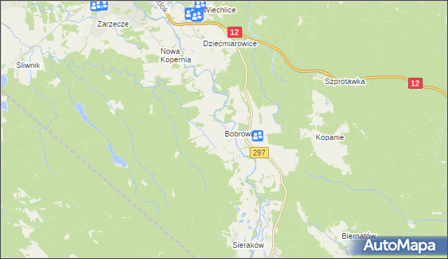 mapa Bobrowice gmina Szprotawa, Bobrowice gmina Szprotawa na mapie Targeo