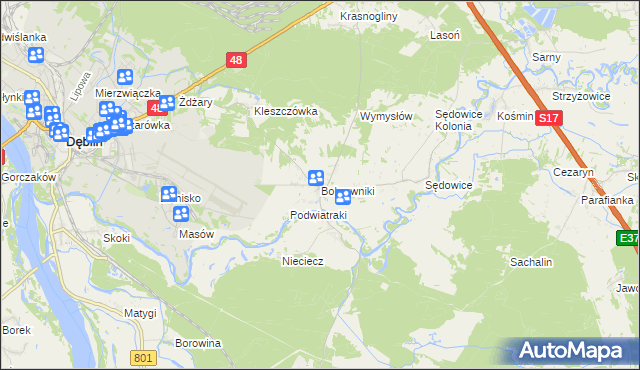 mapa Bobrowniki gmina Ryki, Bobrowniki gmina Ryki na mapie Targeo