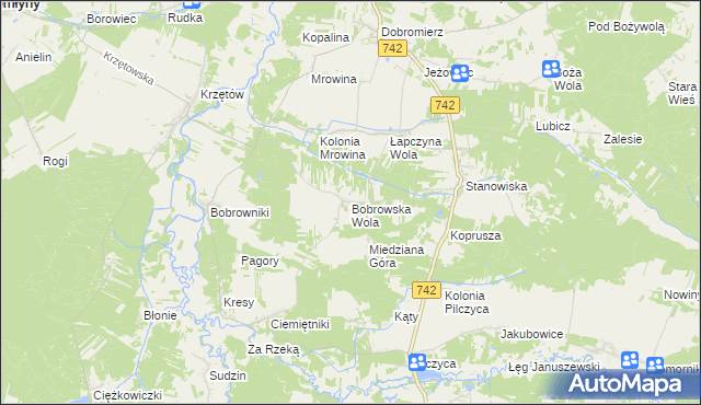 mapa Bobrowska Wola, Bobrowska Wola na mapie Targeo