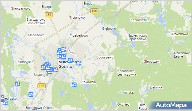 mapa Boduszewo, Boduszewo na mapie Targeo