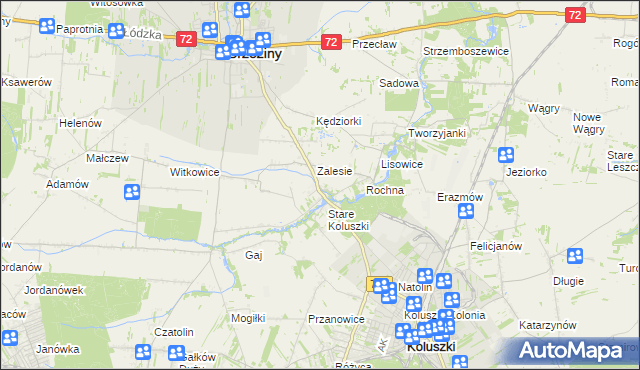 mapa Bogdanka gmina Brzeziny, Bogdanka gmina Brzeziny na mapie Targeo