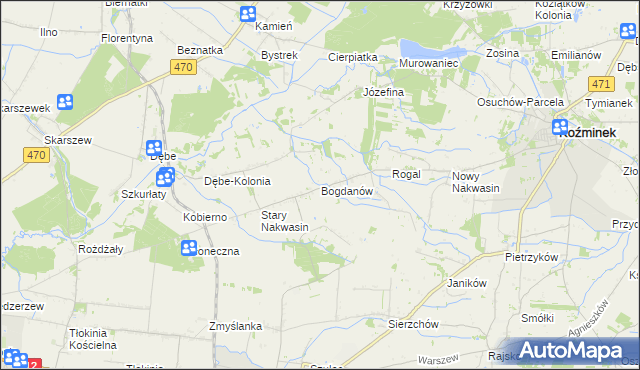mapa Bogdanów gmina Koźminek, Bogdanów gmina Koźminek na mapie Targeo