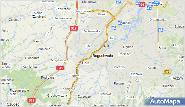 mapa Boguchwała powiat rzeszowski, Boguchwała powiat rzeszowski na mapie Targeo