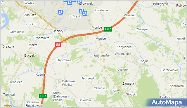 mapa Bogumiłów gmina Sieradz, Bogumiłów gmina Sieradz na mapie Targeo