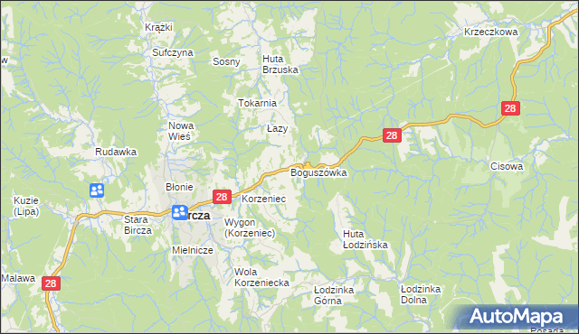 mapa Boguszówka gmina Bircza, Boguszówka gmina Bircza na mapie Targeo