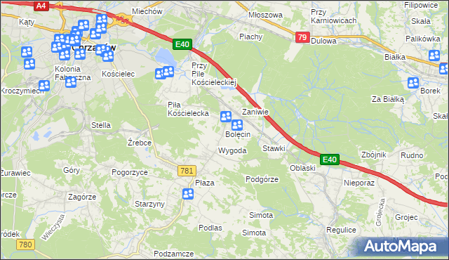mapa Bolęcin gmina Trzebinia, Bolęcin gmina Trzebinia na mapie Targeo